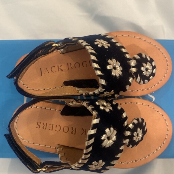 NWT Jack Rogers toddler sandals navy and gold - Picture 3 of 5